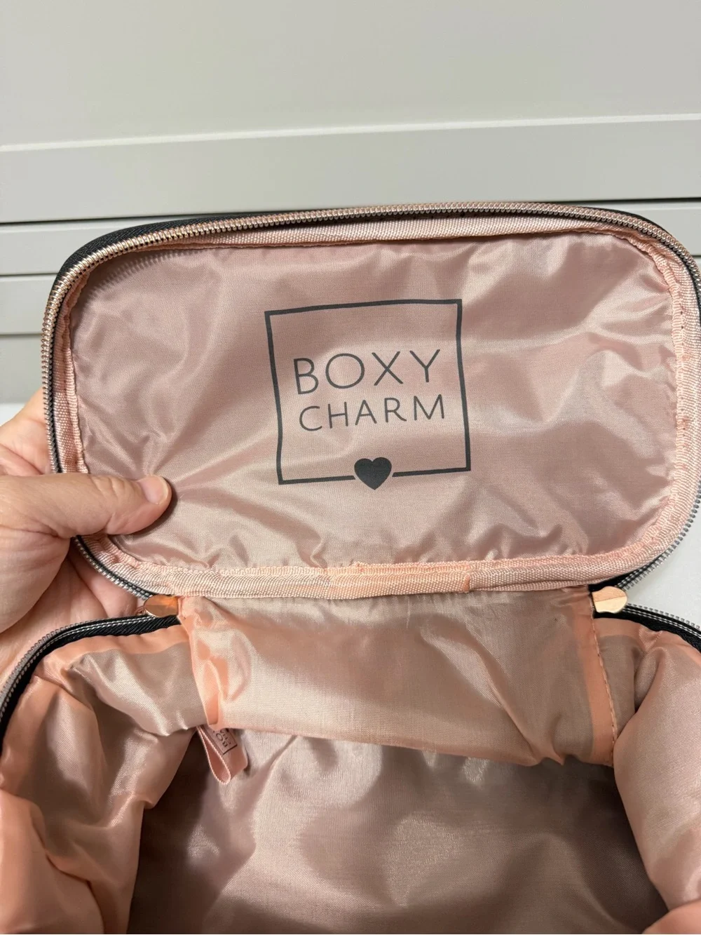 NEW BoxyCharm Iridescent Rose Gold Makeup Bag